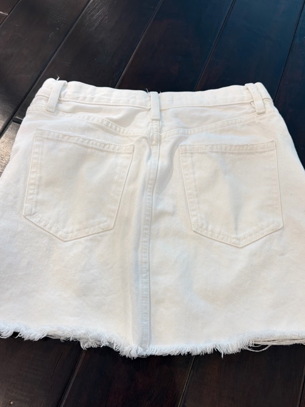 Mango White Denim Mini Skirt with Frayed Hem